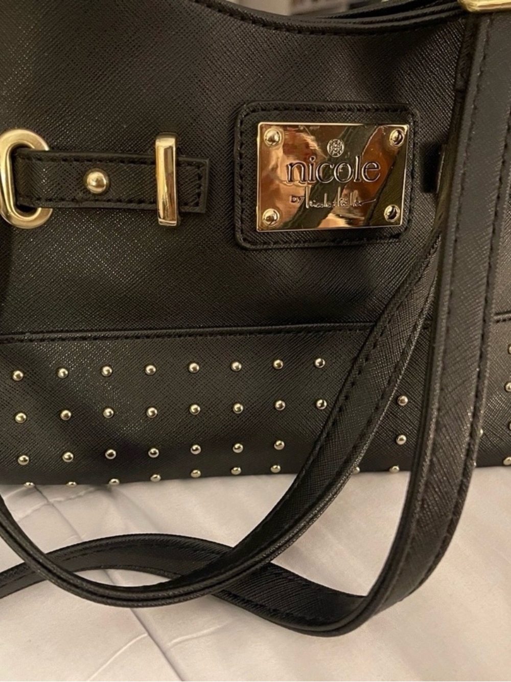 Nicole by Nicole Miller |Gold Studded Crossbody Handbag